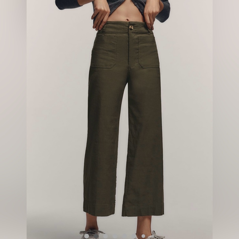 Olive Green Wide-Leg Collette Pants